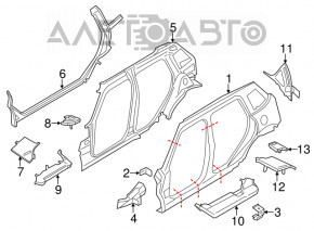 Quarter wing rear right Mini Cooper Countryman R60 10-16 black