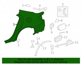 Quarter wing rear left Lexus LS460 LS600h 07-17 long