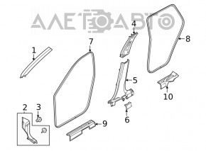 Front pillar trim lower left Nissan Rogue 21-23 black, JP built