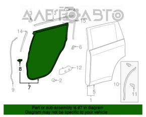 Toyota Highlander 14-19 rear right door seal