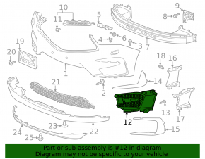 Left front bumper grille for Acura RDX 19-25 2019-21 without fog lamps