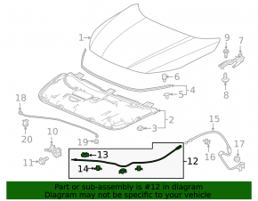 Honda Insight 19-22 Hood Lock Release Cable for Lock