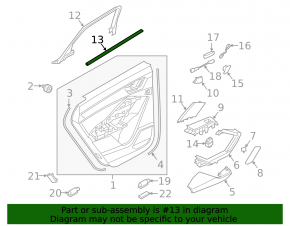 Inner glass seal for the rear left door of an Audi Q3 83A 19-25