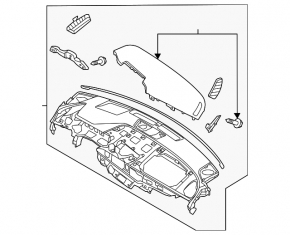Hyundai Sonata 20-23 black dashboard without airbag