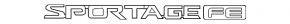 The emblem inscription SPORTAGE FE on the trunk door of the Kia Sportage 17-19