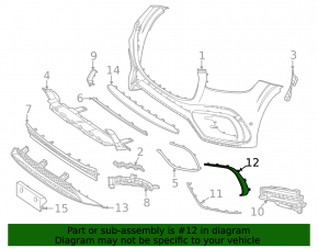 Front bumper molding, upper right, Mercedes X167 GLS 450 580 24-26