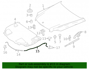 Mercedes W213 E 17-23 Rear Hood Release Cable