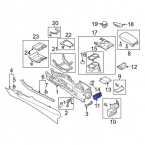 Ford Fusion mk5 13-20 center console air duct deflector black