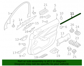 Glass seal inner door front left Jaguar F-Pace X761 17-