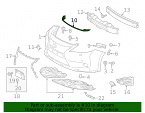 Hood seal on bumper Lexus ES300h ES350 13-15 prerest