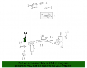 Upper rear right door hinge for Toyota Corolla e12 02-08 5d 4d