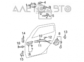 Upper rear right door hinge for Toyota Corolla e12 02-08 5d 4d