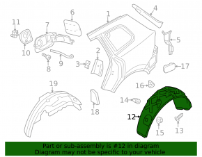 Rear left mudguard VW Touareg 11-17