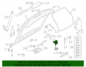Black tailgate lock trim for the Audi Q4 e-tron 22-26