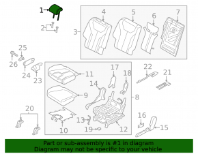 Rear right headrest for Hyundai Santa FE 21-23, black leather