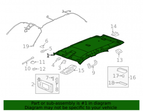 Chevrolet Equinox 10-17 Headliner w/o Sunroof, Gray