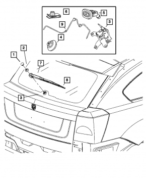 Rear wiper linkage with motor Jeep Compass 11-16