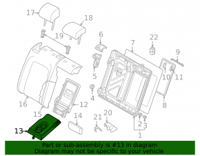 Rear seat armrest, 2nd row, Volkswagen ID.4 21-22, black leather