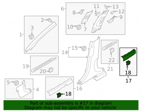 Rear left inner door sill trim for Kia Sportage 17-19, black