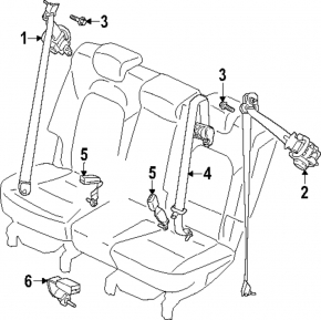 Rear seat belt latch, 2nd row, left, Hyundai Santa Fe 24-26, black
