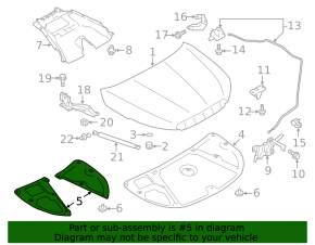 Hood insulation left Subaru Forester 14-18 SJ 2.0