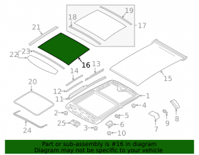 Infiniti QX50 19-25 panoramic sunroof assembly, black blind