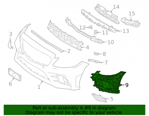 Left front bumper bracket for Mercedes C-class W205 19-21 under headlight