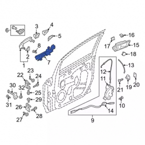 Rear left door handle mechanism Ford Ecosport 18-22