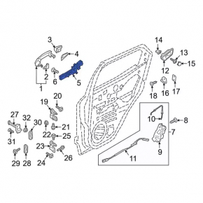 Rear left door handle mechanism Ford Ecosport 18-22