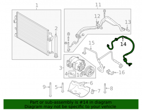 Air conditioning tube condenser-compressor Ford Focus mk3 15-18 2.0 rest, without sensor