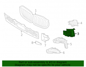 Left front bumper grille for BMW X5 G05 19-25 2019-23. Without M model, with M package