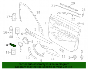 BMW X2 F39 18-23 front left window lift control trim, black