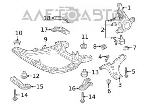 Rear subframe burr left Lexus RX350 RX450h 16-22