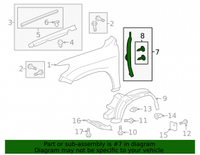 Left door-wing seal for Lexus LX570 08-21