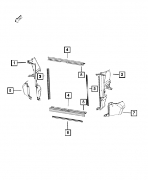 Radiator deflector right Chrysler 300 11-14 3.6