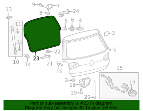 Rubber seal for the trunk door VW Golf 15-21