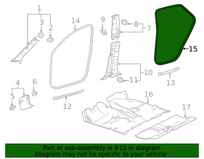 Door seal rear left Lexus NX200t NX300 NX300h 15-21