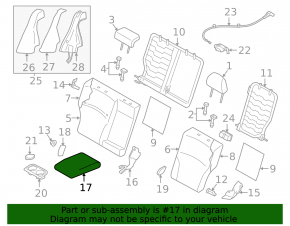 Subaru Legacy 15-16 rear seat back armrest, black cloth
