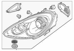 Porsche Cayenne 958 11-14 Left Front Headlight, Black Xenon Assembly