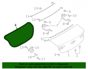 Mazda 3 19-4d trunk lid seal on the body