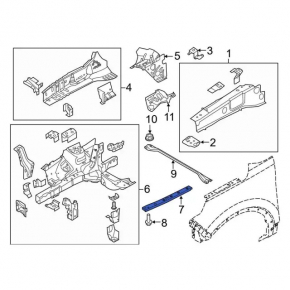 Body reinforcement front right Ford Explorer 16-19