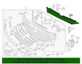 Upper radiator grille trim Mazda CX-9 16-23 white