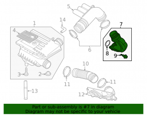 Air duct VW Jetta 11-16 USA 1.4T hybrid to manifold