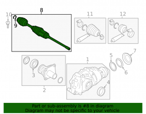 Front left axle shaft BMW 5 G30 17-20 2.0T, 3.0T, 530e hybrid