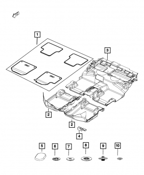 Front right floor covering for Jeep Compass 19-21, black, dry-cleanable