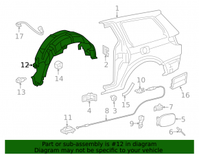 Rear right fender liner for Toyota Sienna 11-20