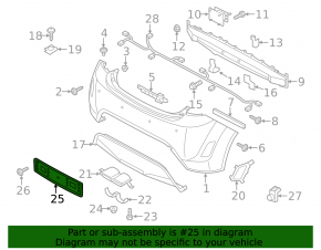 Rear Bumper License Plate Light Hyundai Veloster 12-17 Panel Assembly
