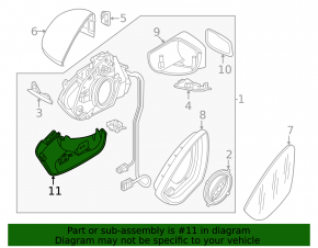 Left side mirror cover for Audi Q4 e-tron 22-26, lower, for backlighting