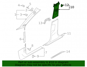 Right upper center pillar trim for Audi A5 F5 17-24 5D black