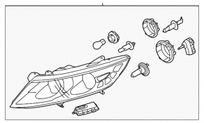 Kia Optima 11-13 Prestress right front headlight assembly with xenon